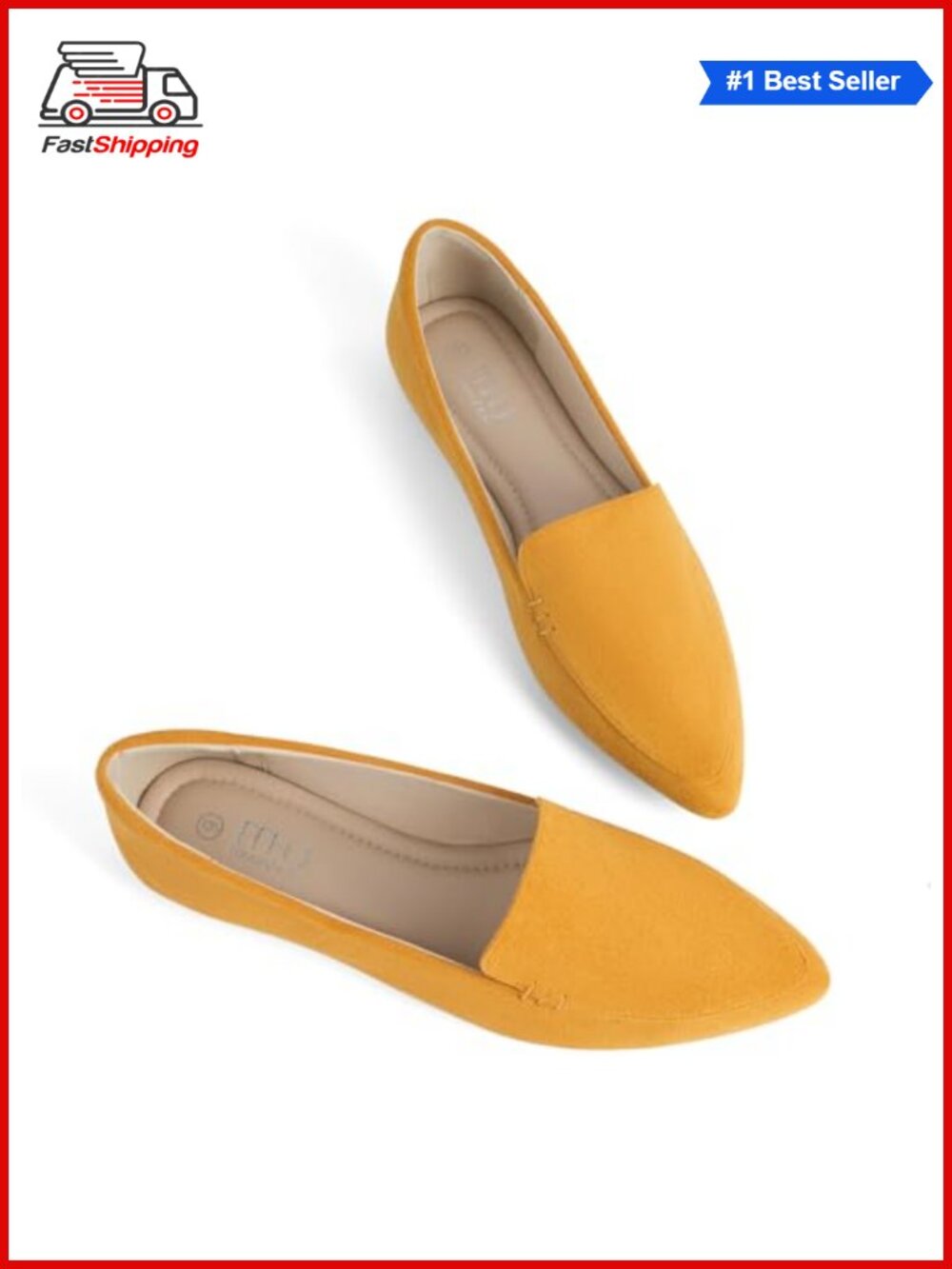 MUSSHOE Pointed Toe Flats Faux Suede Slip On Loafers Comfort Work - Picture 2 of 6